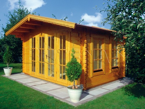 Blockhaus sauna 45 mm aussen polar pano 450x450 cm neu haus