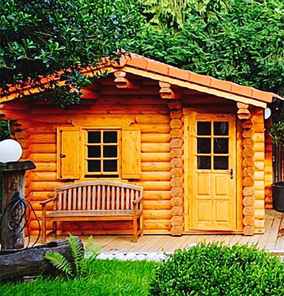 Blockhaus aussensauna polar remi b 230 400 x t 230 368 cm rundstamm